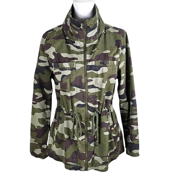 Old Navy ~Woman Size L~ Camo Jacket Full Zip Utility Military Drawstring Waist. - Picture 1 of 14